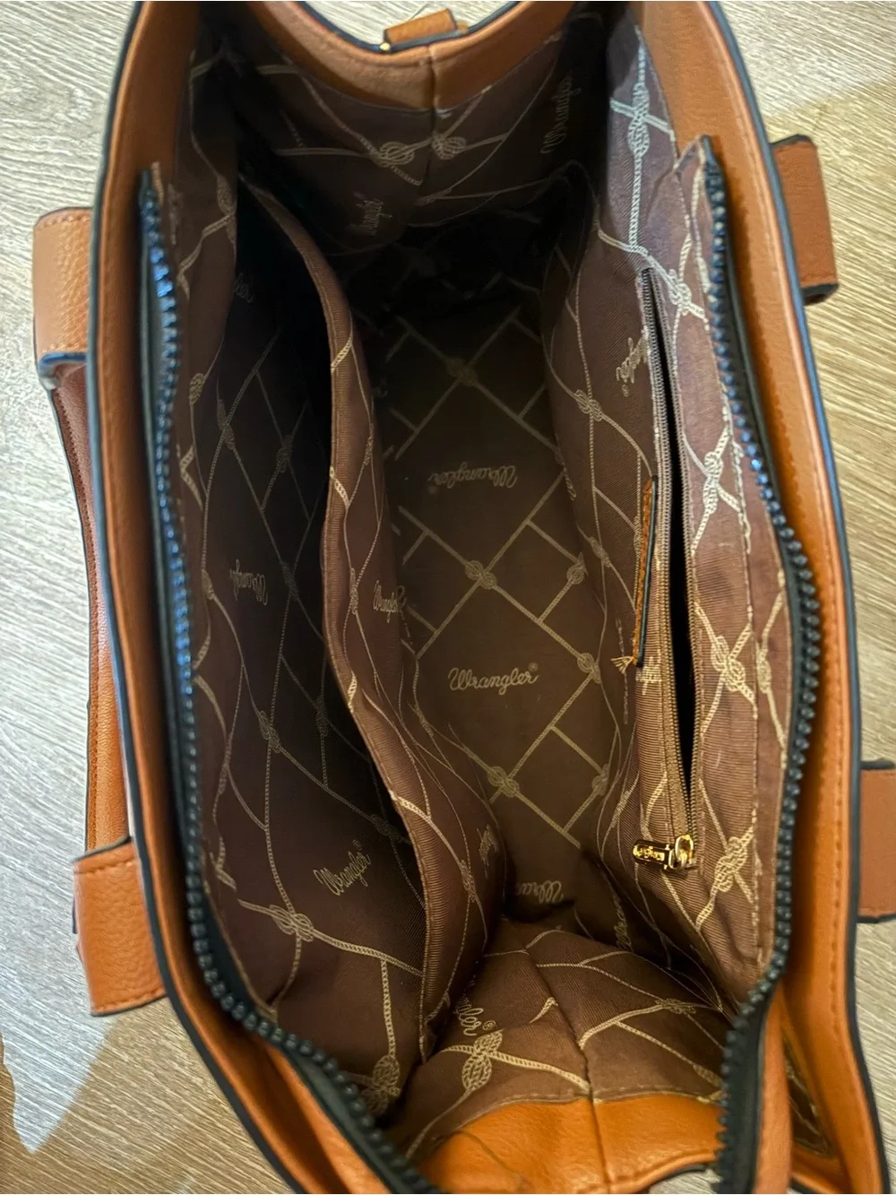 Wrangler Cognac Braided-Trim Tote